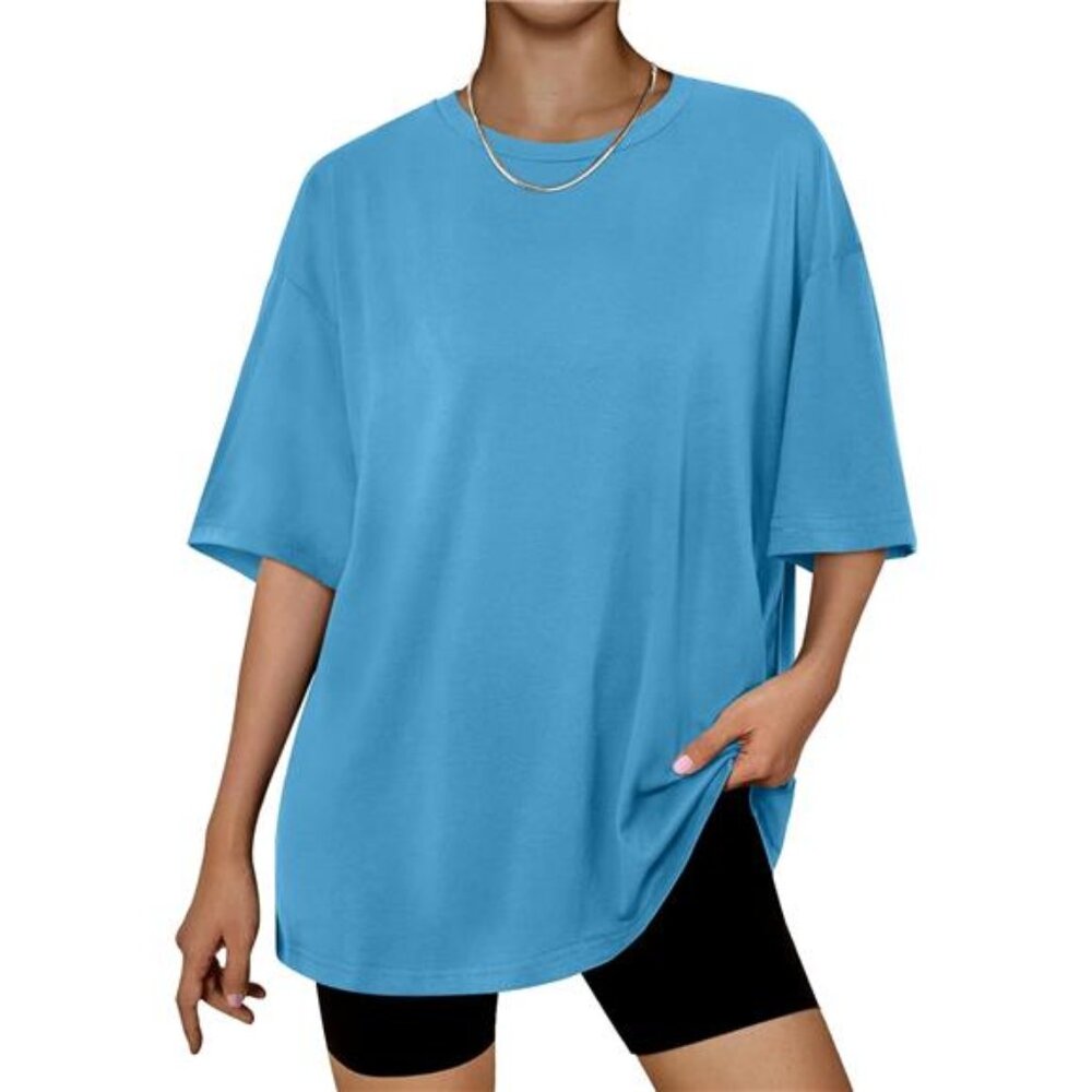 Womens Oversized Summer T Shirts Business Casual Dressy Light Blue